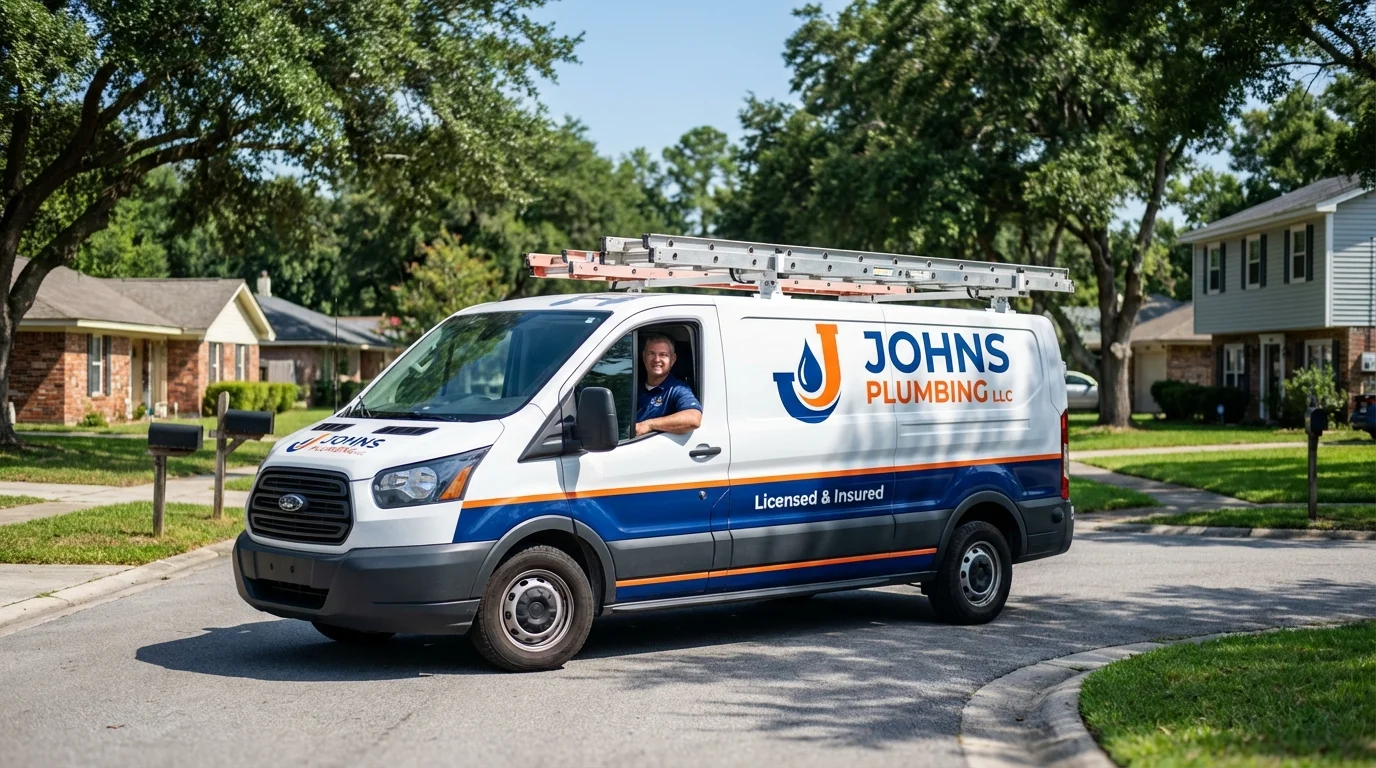 Johns Plumbing LLC service van in West Branch, MI