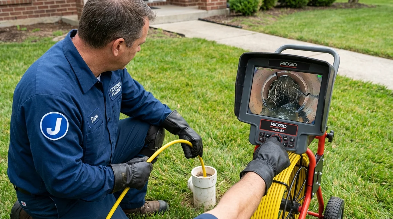 Sewer camera inspection being performed by Johns Plumbing LLC in West Branch