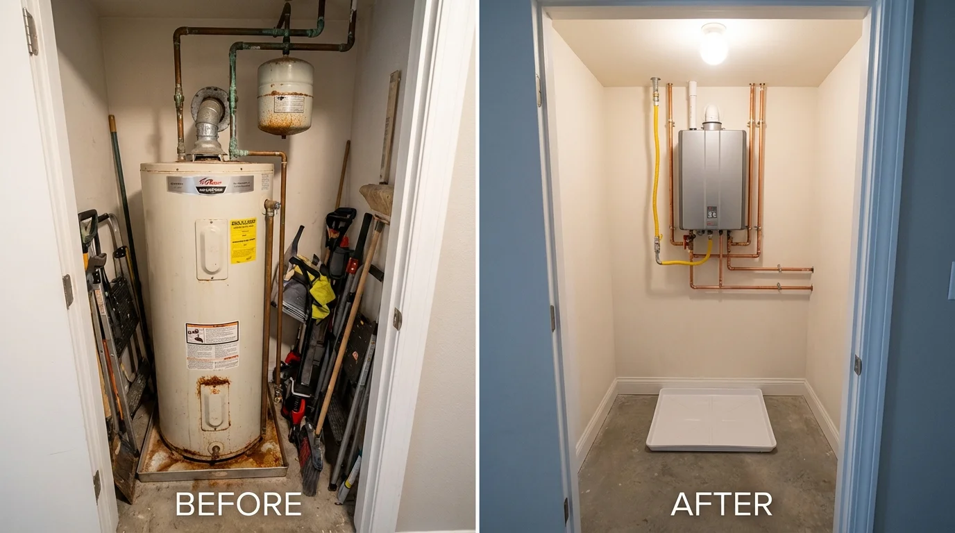Tank water heater versus wall-mounted tankless unit comparison for West Branch, MI homeowners